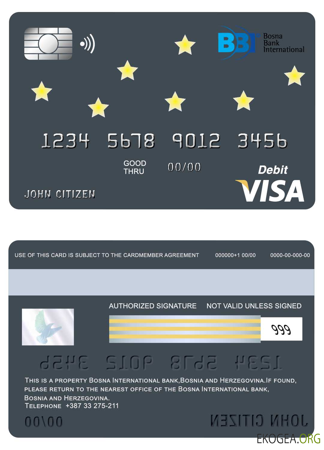 Carte visa bancaire internationale de Bosnie Herzégovine